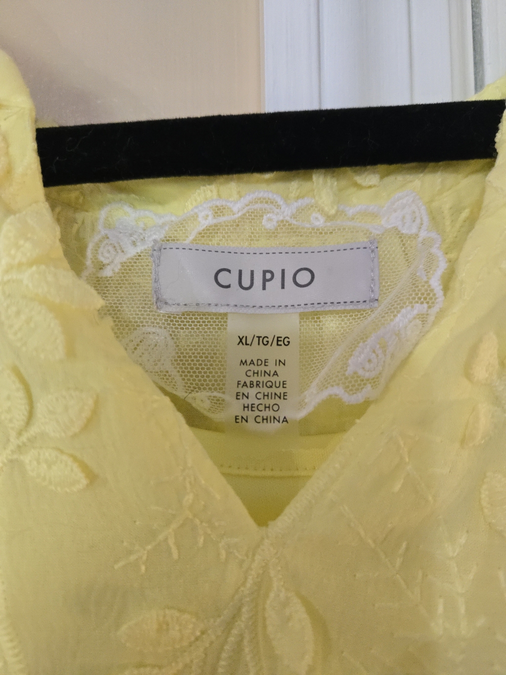 Cupio Light Yellow Embroidered V-Neck Blouse